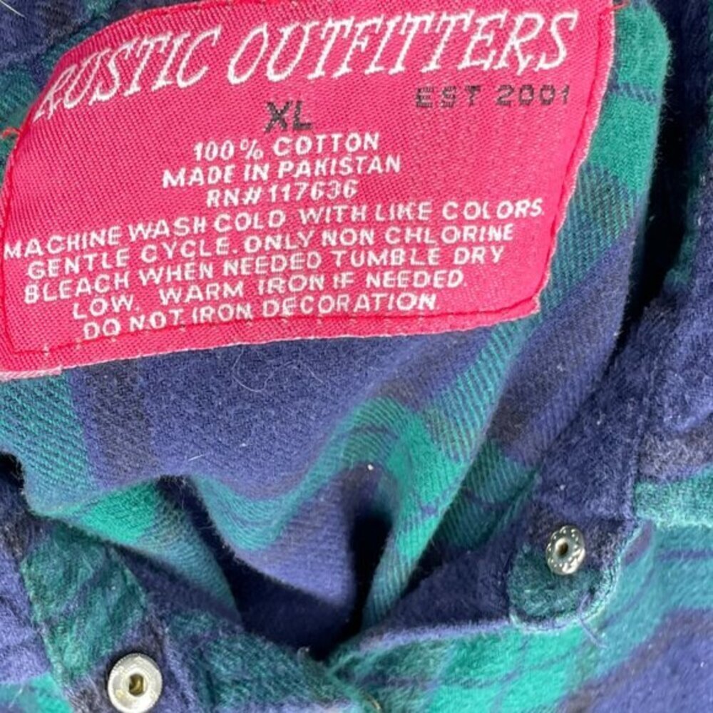 Rustic Outfitters Vintage Women's Plaid Snap Button Down Shirt XL Dark Academia - Picture 6 of 7
